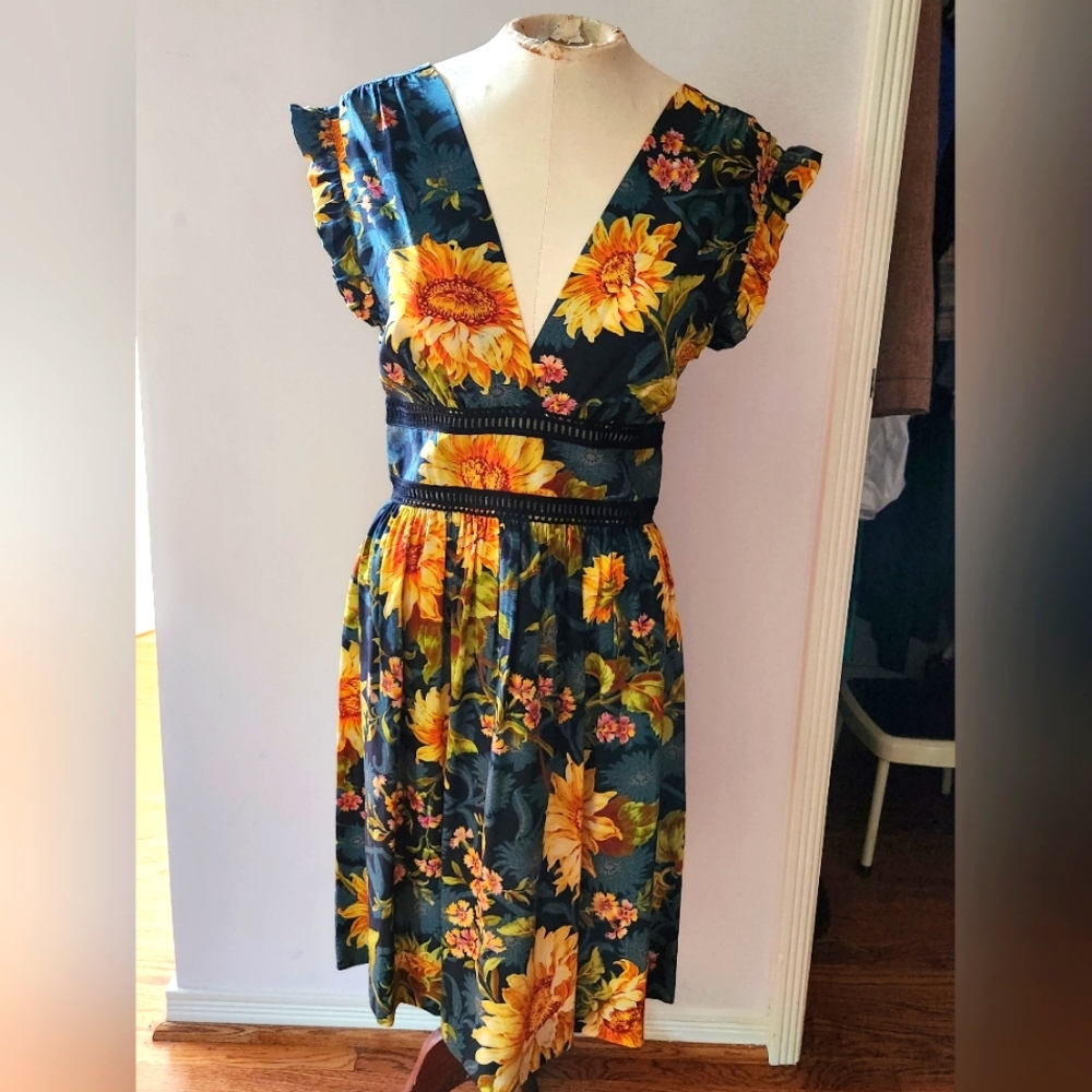 Sandro Leonard Floral-Print Silk Mini-dress, size 38, US 8